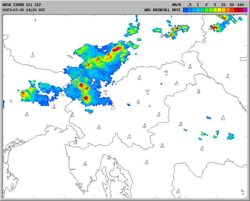 Vremenska napoved za 30.07.2023 ob 1800 Vreme Slovenija