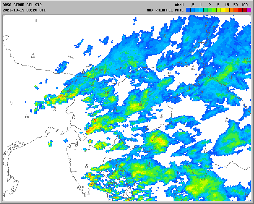 Vremenska napoved za 15.10.2023 ob 1200 Vreme Slovenija