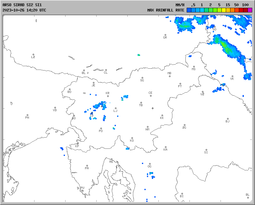 Vremenska napoved za 26.10.2023 ob 1800 Vreme Slovenija
